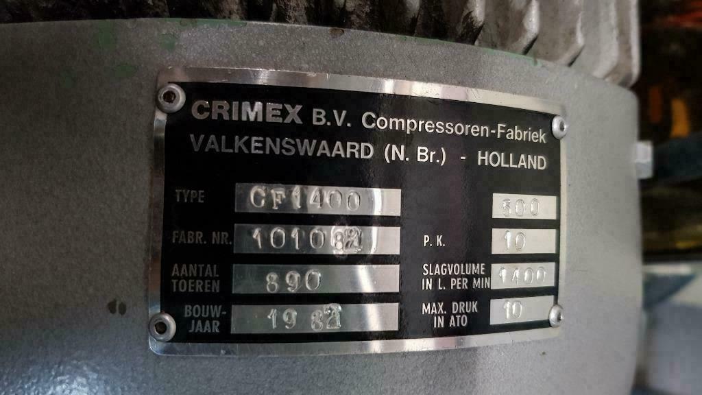Gebruikte compressor Crimex CF1400 500 liter tank 10 PK 4